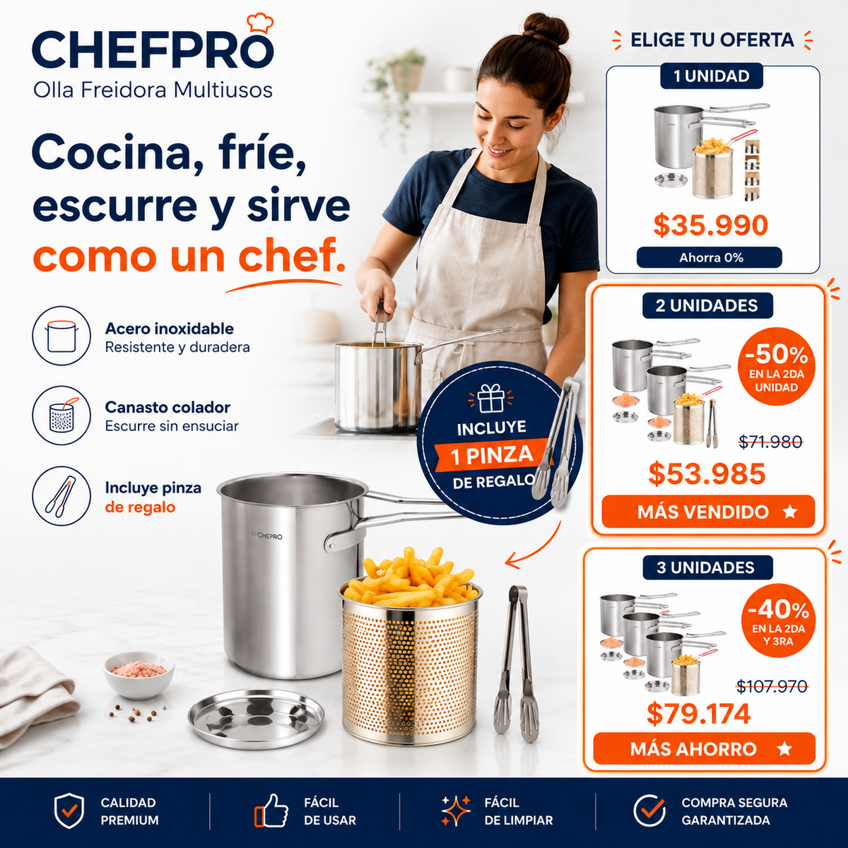 ChefPro: Olla Freidora Multiusos ChefPro