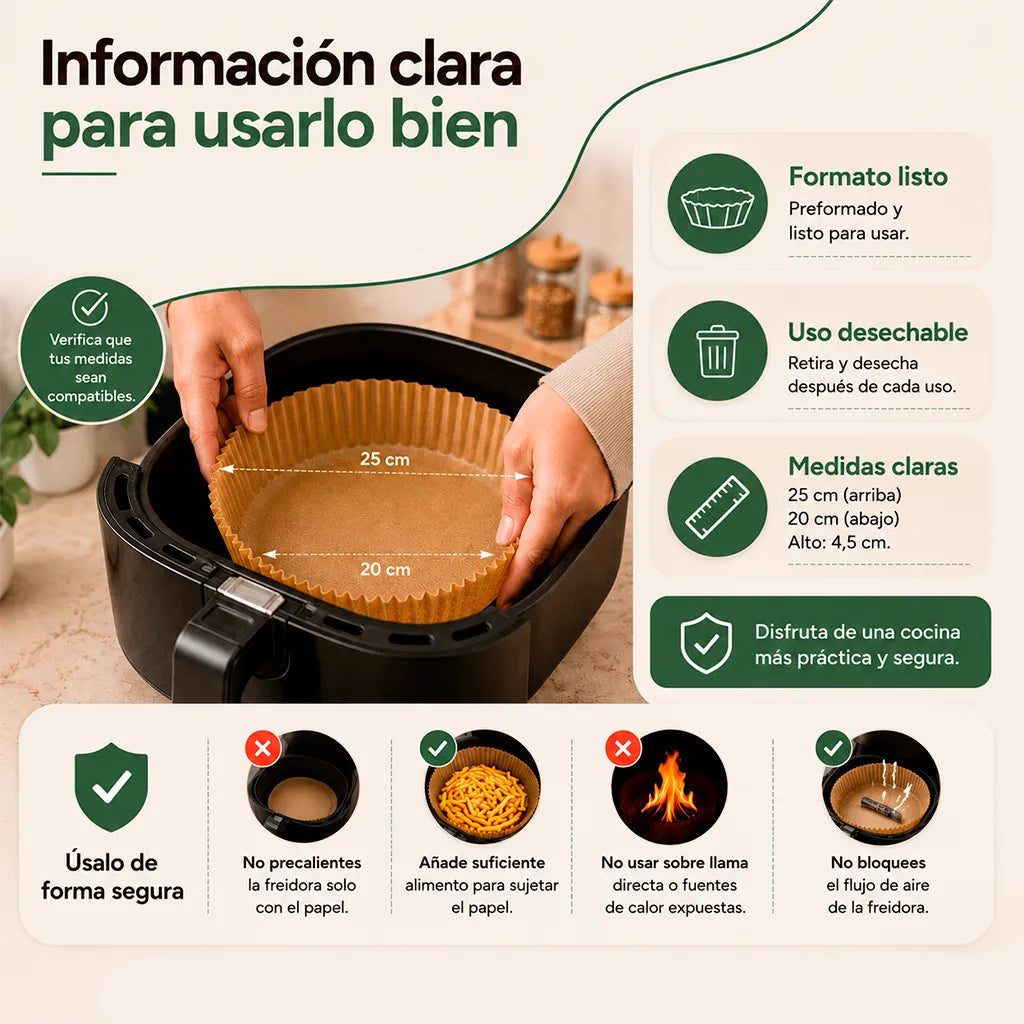 ZeroGrasa - Bandejas Para Freidora De Aire (50 unidades)