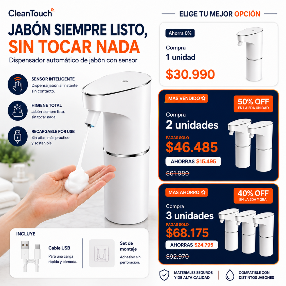 CleanTouch: Dispensador automático de jabón con sensor