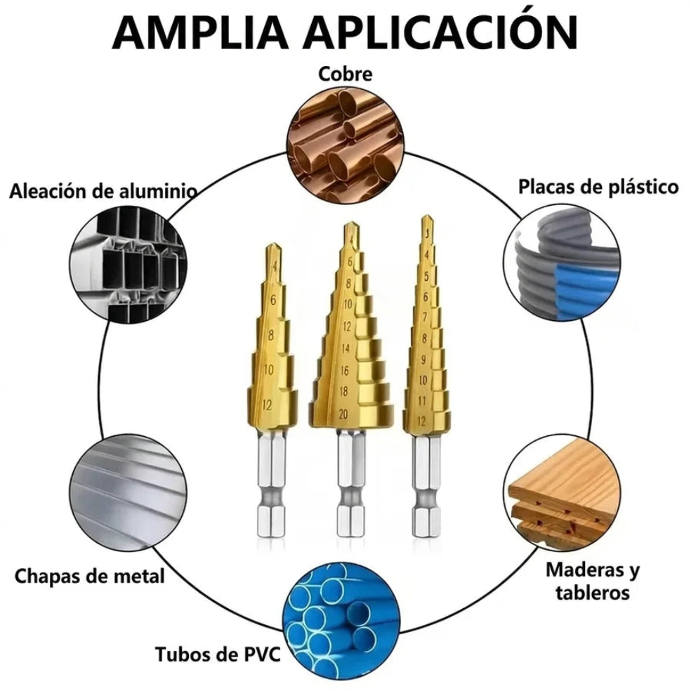 SteelPro: Brocas Escalonadas (6 piezas)