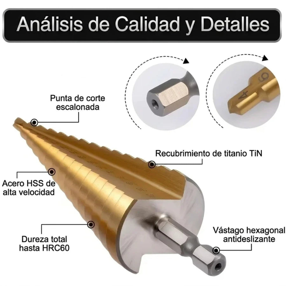 SteelPro: Brocas Escalonadas (6 piezas)