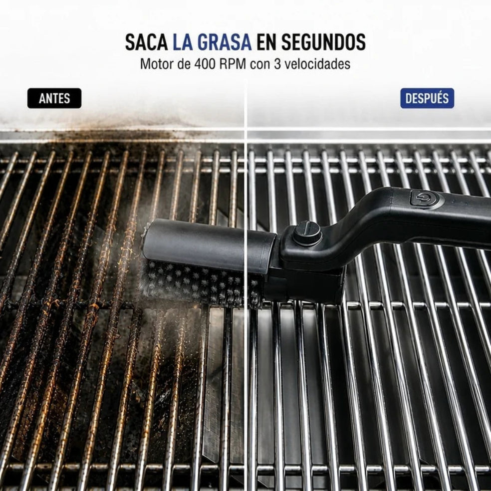 GrillZap: Kit Cepillo Parrilla + 1 par de guantes y 2 cabezales de regalo!